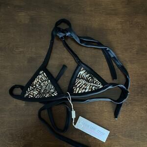 NWT Issa de Mar Triangle Black Tie Halter Swim Bikini Top XS